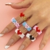 1Chic Casual Beading  Heart Contrast Color Rings