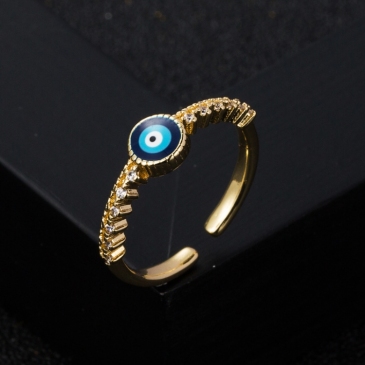 Evil Eye Dripping Oil Open Rings For Women