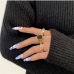 1Retro Style Geometric Checkerboard Open Ring Sets