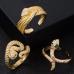 5Unisex Hip Hop Snake Shape Rhinestone Open Ring