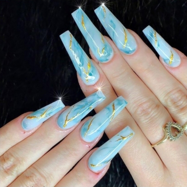  Gradient Color Glue Style Long Fake Nails