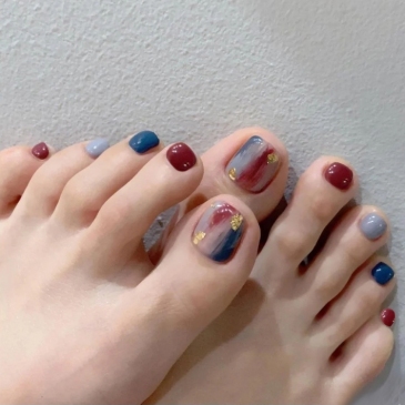 Contrast Color Waterproof Durable False Toe Nails