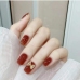 1Fashionable Women Bow Caramel Short Fake Nails