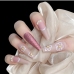 1Personalized Faux-Pearl Flower Long Fake Nail Sets