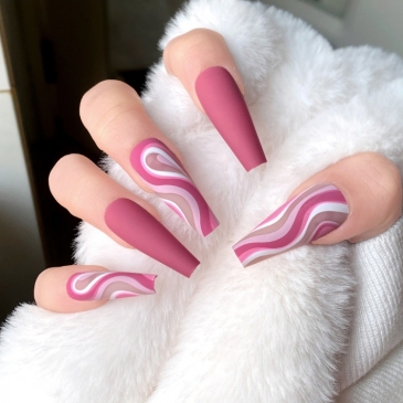 Pink Water Ripple False Nail Patch