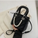 5 PU Rhombus Plaid Faux Pearl Design Handbags