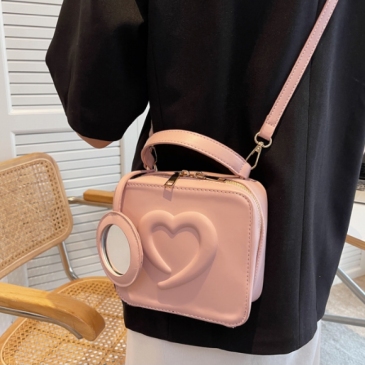Solid Color Zipper Handbag Shoulder Strap Bag