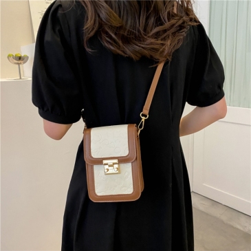 Contrast Color Embossed Hasp Small Shoulder Bag