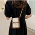 1Contrast Color Embossed Hasp Small Shoulder Bag