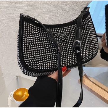 Easy Matching Black Rhinestone  Shoulder Bags For Women