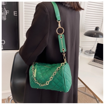 Gradient Color Rhombus Plaid Chain Design Shoulder Bags