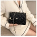 9Ladies Rhombus Lattice Black One Shoulder Bags