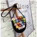 14Simple Contrast Color Flower Weaving Shoulder Bags