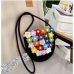 16Simple Contrast Color Flower Weaving Shoulder Bags