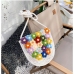 3Simple Contrast Color Flower Weaving Shoulder Bags