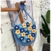 8Simple Contrast Color Flower Weaving Shoulder Bags