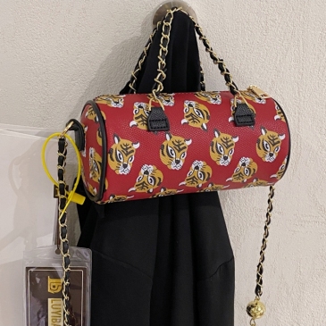 Travel  Tiger Printed Cylinder Shape Shoulder Bags