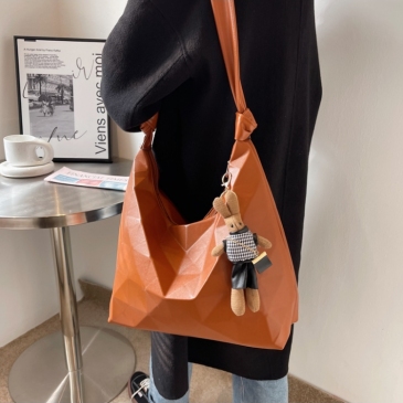 Versatile Plain Rhombus Lattice Large Shoulder Bag