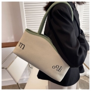 Easy Matching Contrast Color Letter Tote Bag