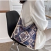 1National Style Geometric Pattern Canvas Tote Bags