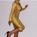 8 Sexy Printing Mock Neck Long Sleeve Midi Dress