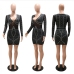 4 Sexy Rhinestone Perspective Long Sleeve Dress