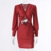 13 Sexy V Neck Hollowed Out Ruched Long Sleeve Dress