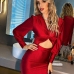 5 Sexy V Neck Hollowed Out Ruched Long Sleeve Dress
