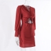 10 Sexy V Neck Hollowed Out Ruched Long Sleeve Dress