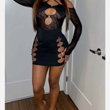 Alluring Hollow Out See Through Bodycon Dress
