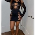1Alluring Hollow Out See Through Bodycon Dress