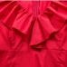 7Alluring Red Ruffled Long Sleeve V Neck Dress
