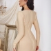 5Apricot Color Long Sleeve Hollow Out Dresses