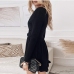 5Casual Black Long Sleeve V Neck Dresses For Women