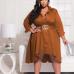 4Casual Plus Size Solid Long Sleeve Shirt Dress