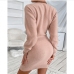 3Casual Solid Color Long Sleeve Sweater Dresses