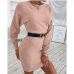 4Casual Solid Color Long Sleeve Sweater Dresses