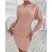 1Casual Solid Color Long Sleeve Sweater Dresses