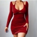 3Chic Solid Cutout Long Sleeve Bodycon Dress