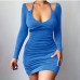 4Chic Solid Cutout Long Sleeve Bodycon Dress