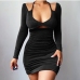 1Chic Solid Cutout Long Sleeve Bodycon Dress