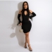 1Cold Shoulder Hollow Out Long Sleeve Dress
