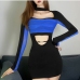 4Colour Blocking Hollow Out Bodycon Ladies Sexy Dress