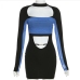 5Colour Blocking Hollow Out Bodycon Ladies Sexy Dress