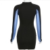 7Colour Blocking Hollow Out Bodycon Ladies Sexy Dress