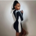 6Contrast Color Long Sleeve Tight Fitting Dresses