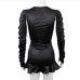 5Dark Style Hollow Out Ruched Long Sleeve Short Dress