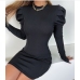 3Fall Black Long Sleeve Bodycon Dress