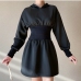 3Fashion Black Long Sleeve Hoodie Dress