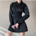 4Fashion Black Long Sleeve Hoodie Dress